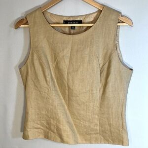 Kasper Womens Blouse 100% Linen Petite 10P Fully Lined Side Hidden Zip Slit Top